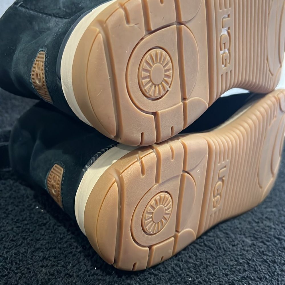 🔥 UGG LAKESIDER HERITAGE MID SHOES SNEAKER BOOTS Black Suede Sherpa Women Sz 12 - Picture 10 of 12